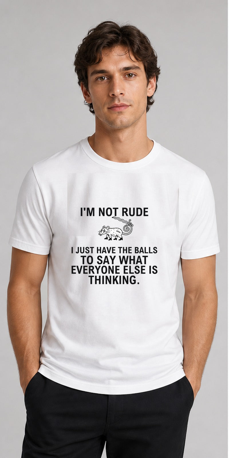 I’m Not Rude Grey T-Shirt centred model mock-up