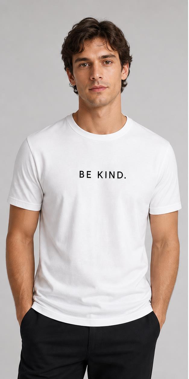 Be Kind White T-Shirt model front