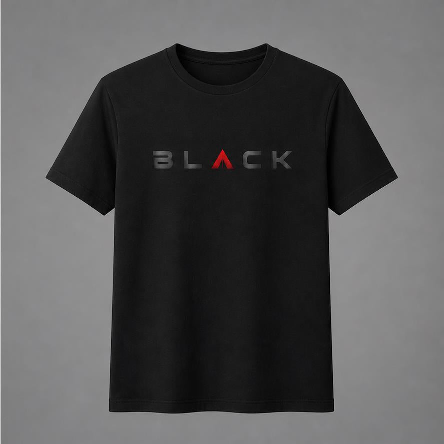 Black Geometric Wordmark T-Shirt shirt front