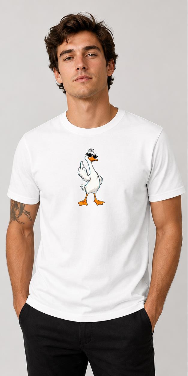 Cheeky Goose White T-Shirt model front