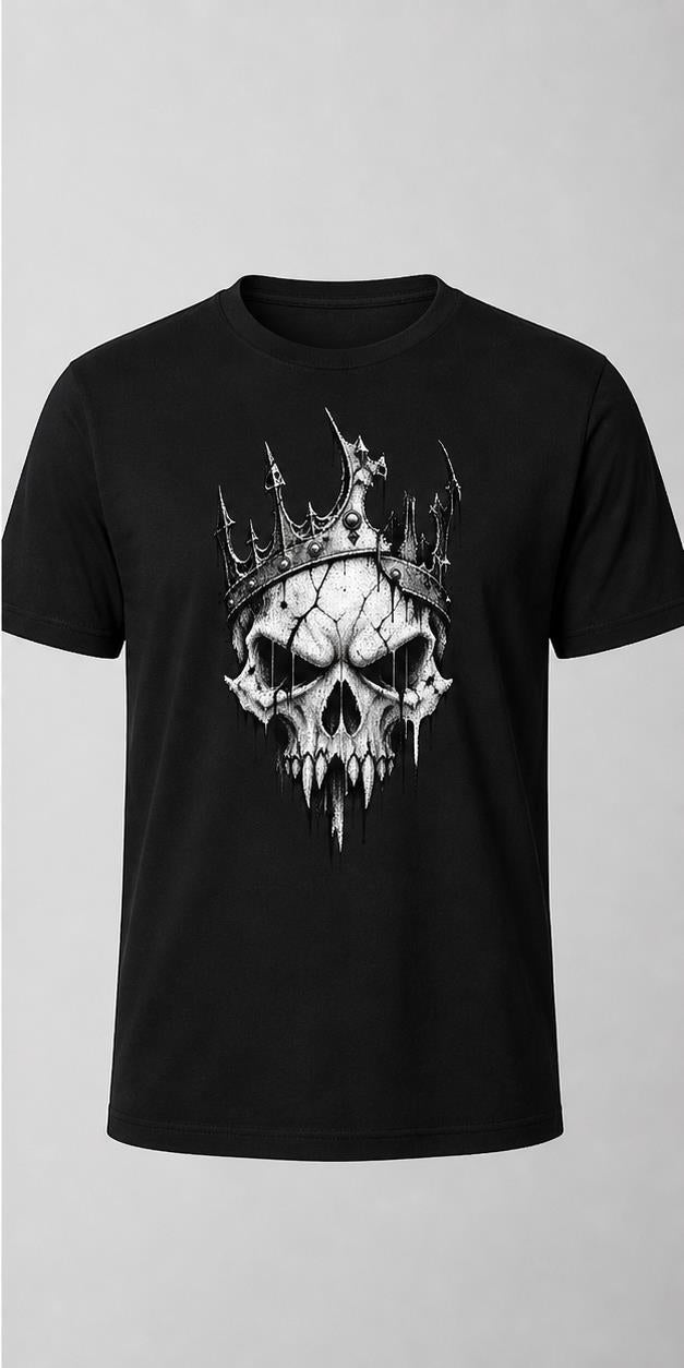 Distressed Crowned Skull Black T-Shirt shirt front