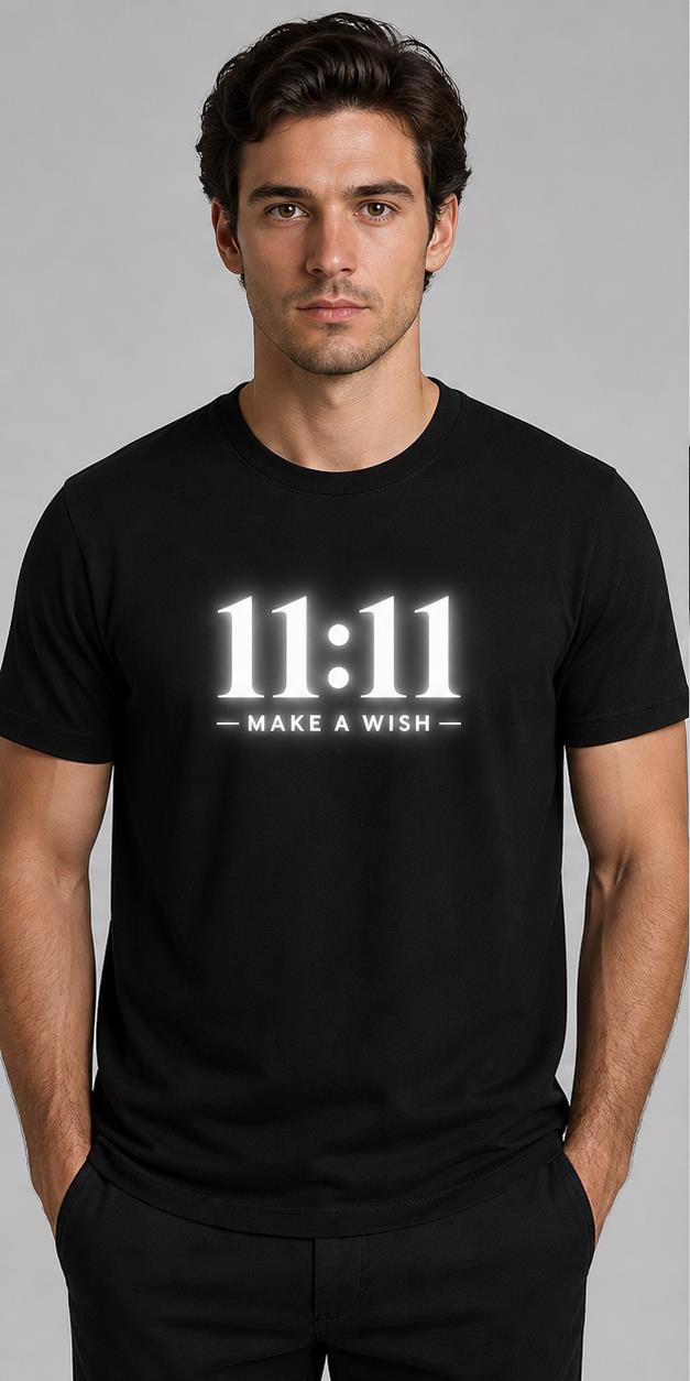 11:11 Make A Wish Black T-Shirt model front