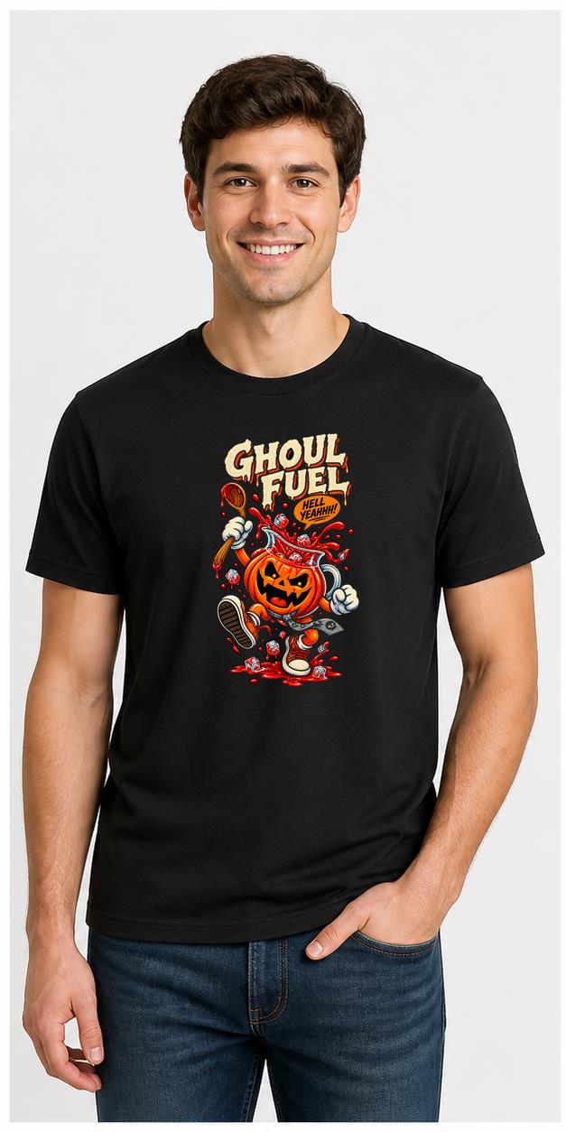 Ghoul Fuel Halloween black T-shirt model front