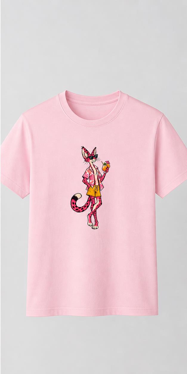 Holiday Serval Light Pink T-Shirt shirt front