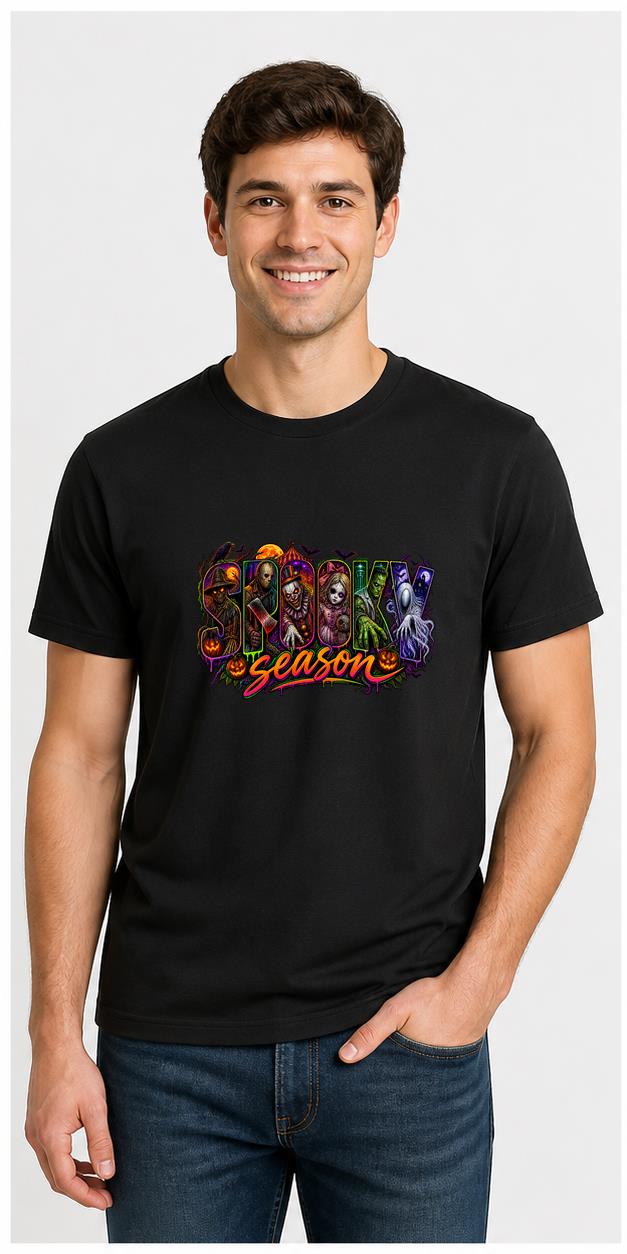Spooky Season black T-shirt model front