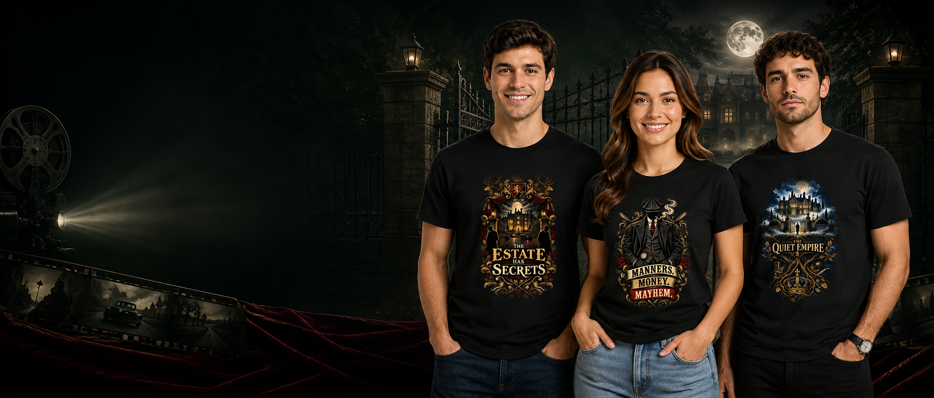 TV and Film collection featuring three graphic T-shirt designs