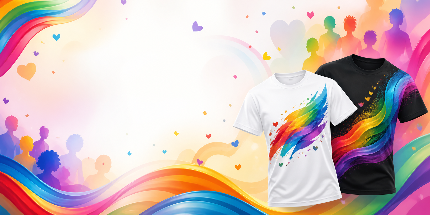 Colourful Pride T-shirt collection backdrop