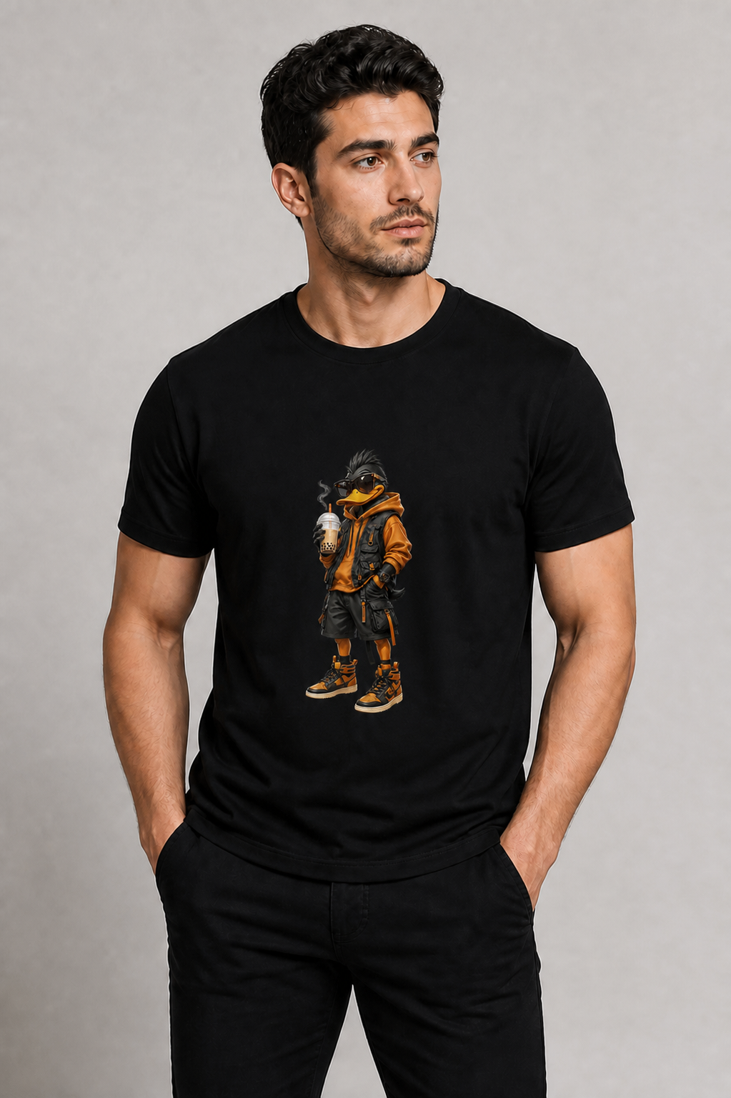 Urban Bubble Tea Duck Black T-Shirt