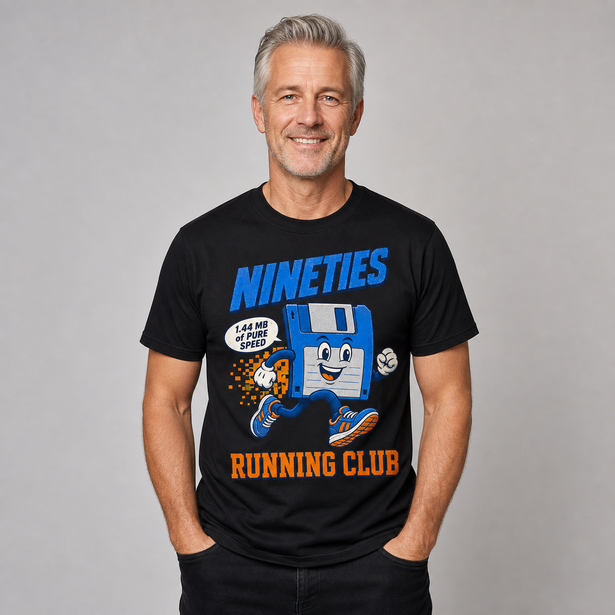 Nineties Running Club Funny Black T-Shirt