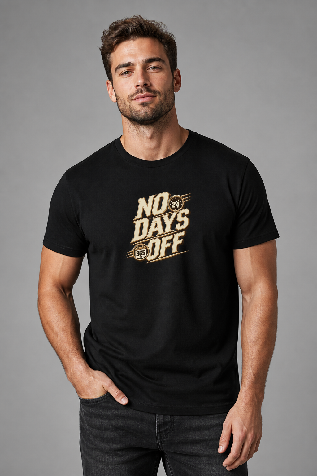 No Days Off Black T-Shirt