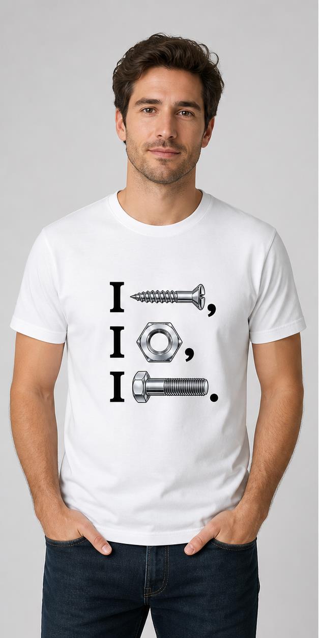 I Screw I Nut I Bolt White T-Shirt model mockup