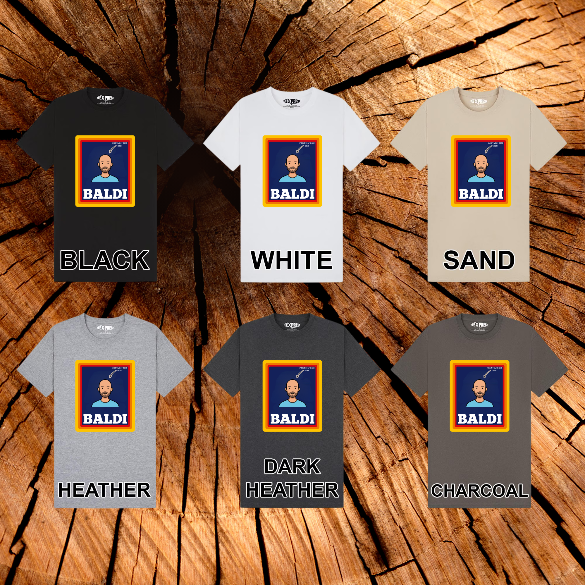 Funny Personalized Bald Man T-Shirt – Custom Face “BALDI” Parody Tee – Unique Gift for Bald Guys