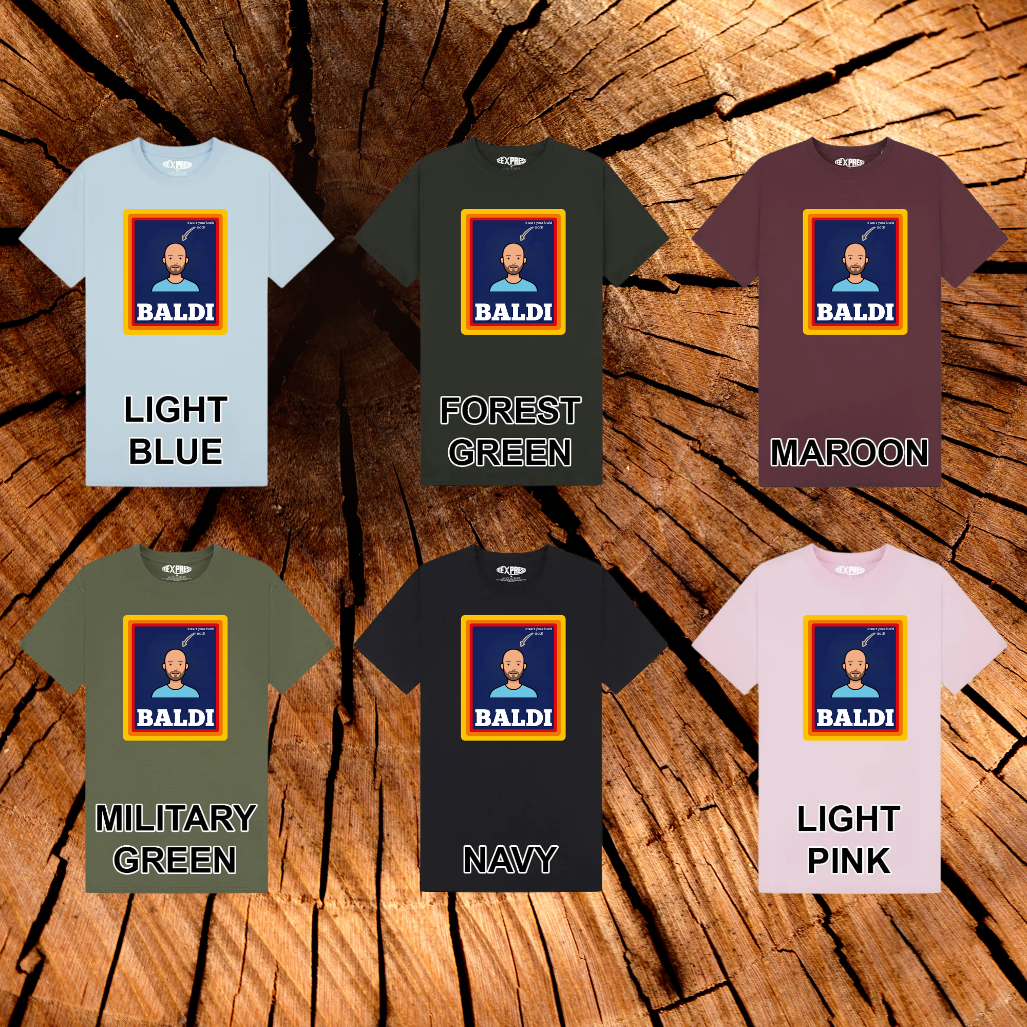 Funny Personalized Bald Man T-Shirt – Custom Face “BALDI” Parody Tee – Unique Gift for Bald Guys