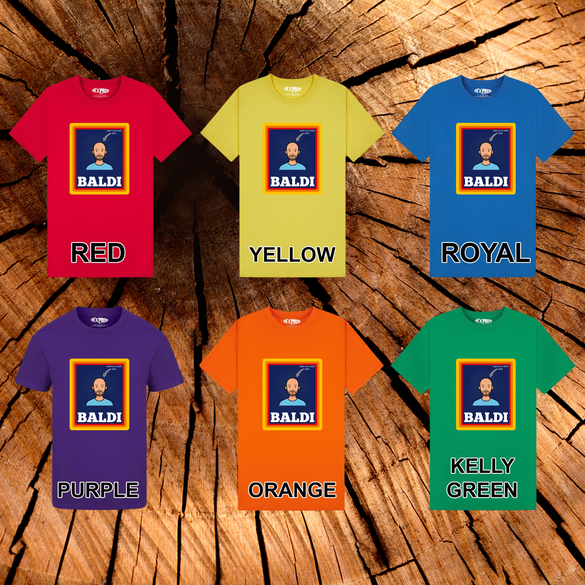 Funny Personalized Bald Man T-Shirt – Custom Face “BALDI” Parody Tee – Unique Gift for Bald Guys