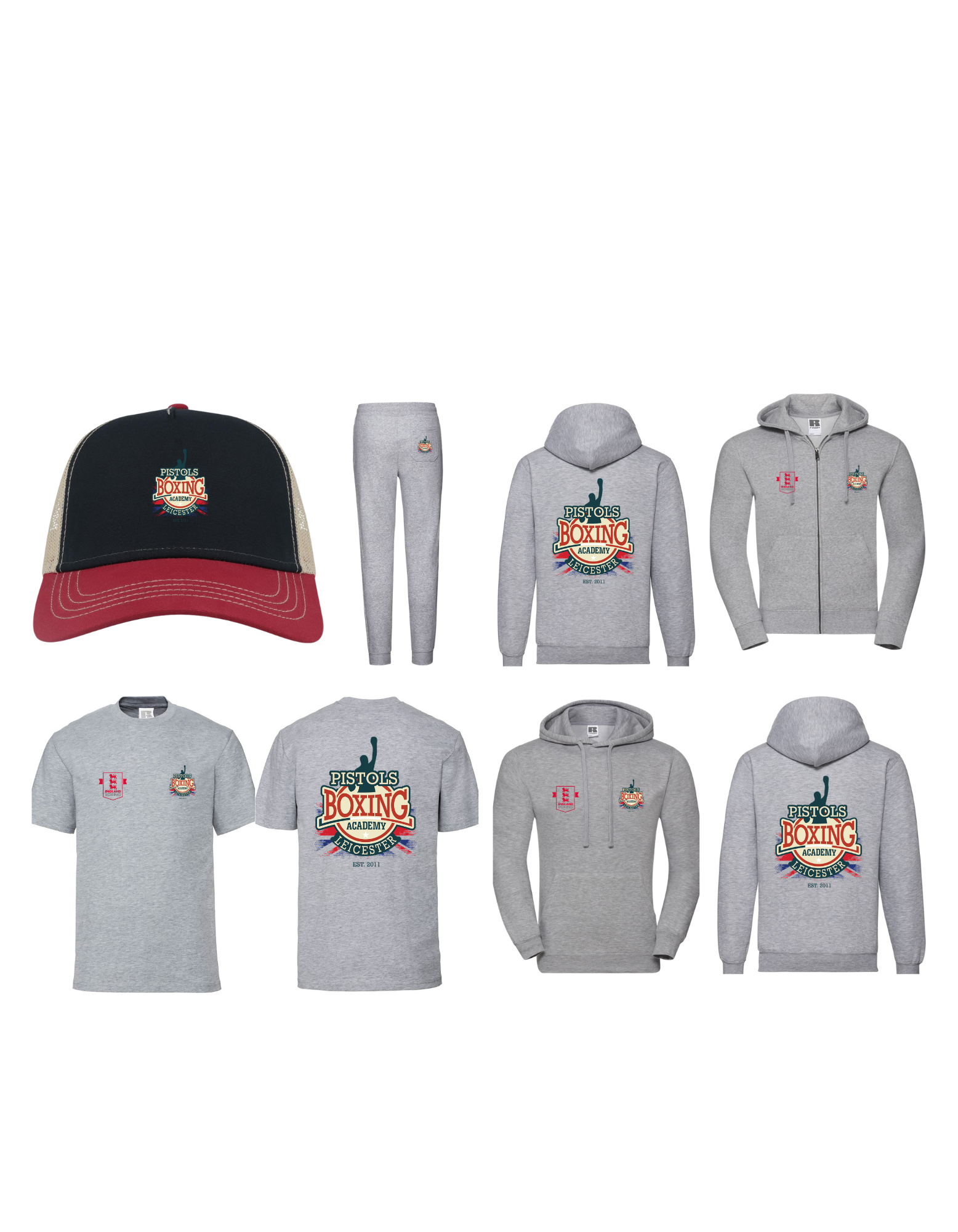 Pistol Boxing Academy Cap / Zip Hood / Hood / T-Shirt / Joggers Combo Set