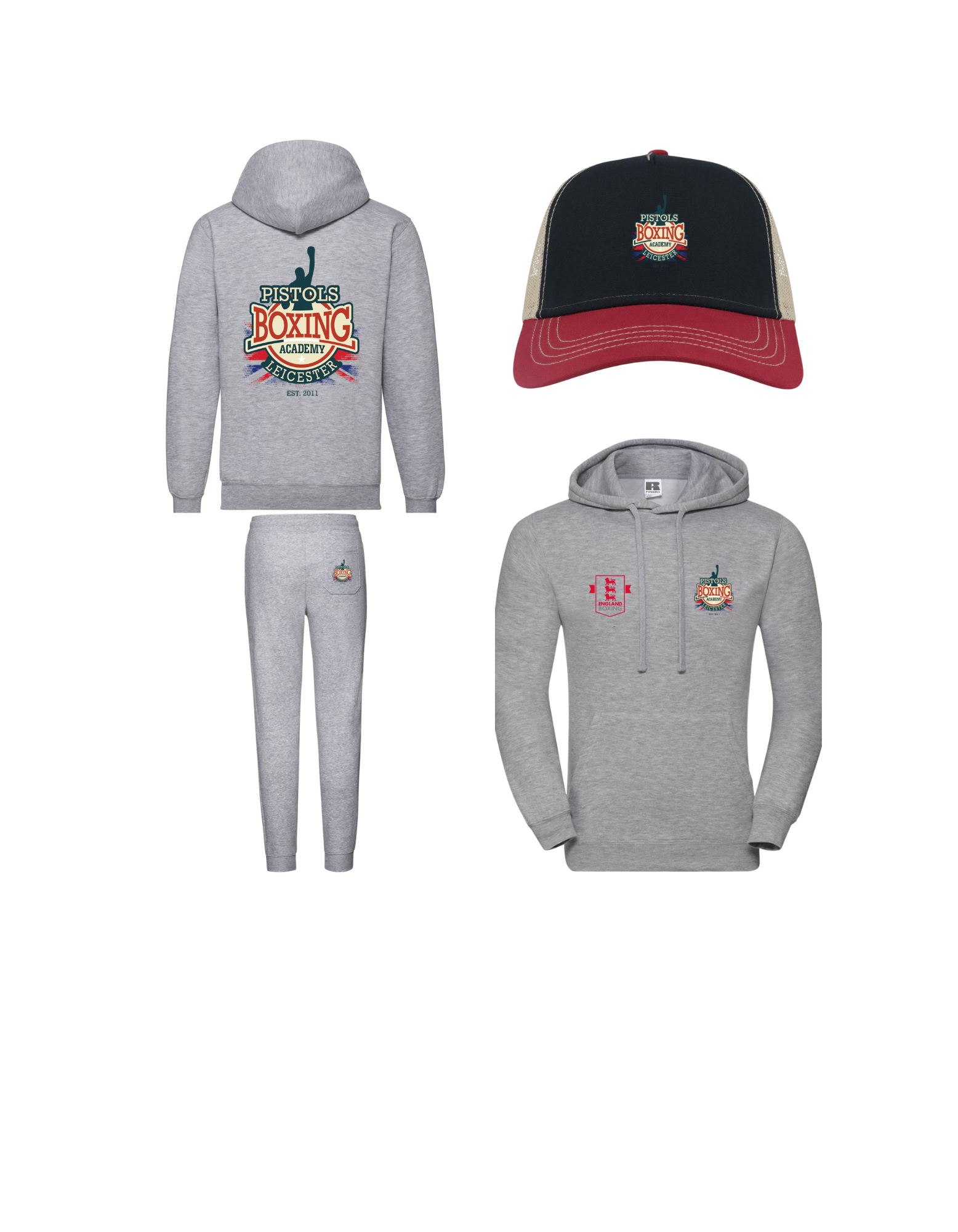 Pistol Boxing Academy Cap / Hood / Joggers Combo Set