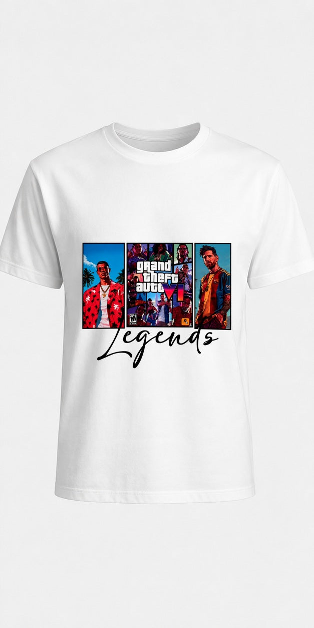 Grand Theft Auto Gaming Legends White T-Shirt product mockup