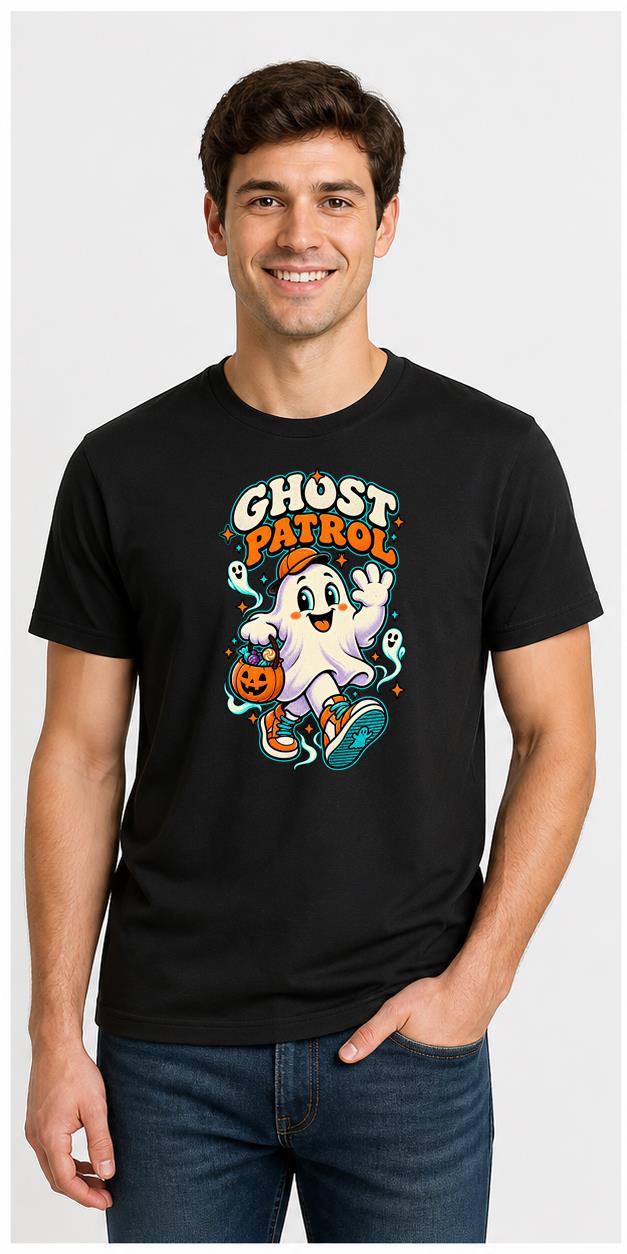 Ghost Patrol black T-shirt model front