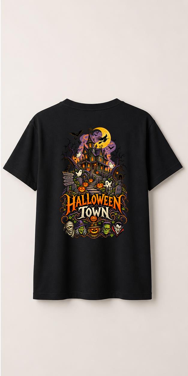 Halloween Town black T-shirt back