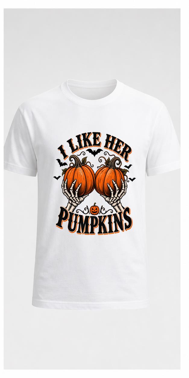 I Like Her Pumpkins Halloween white T-shirt front