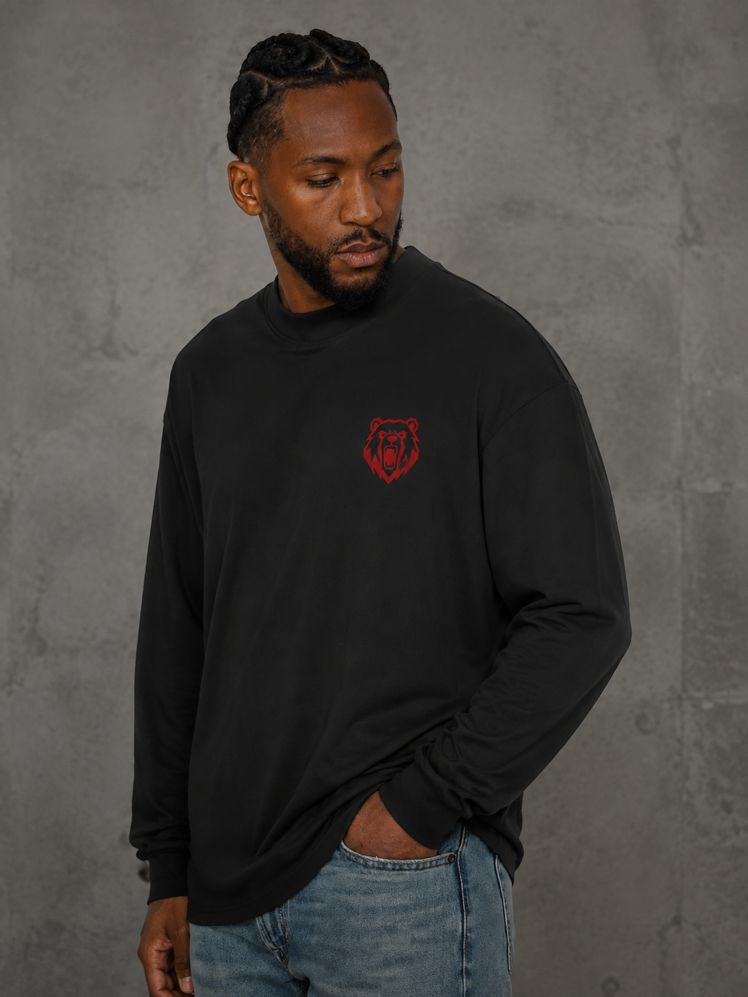 BEAR FORCE Extended Neck Long Sleeve in Black