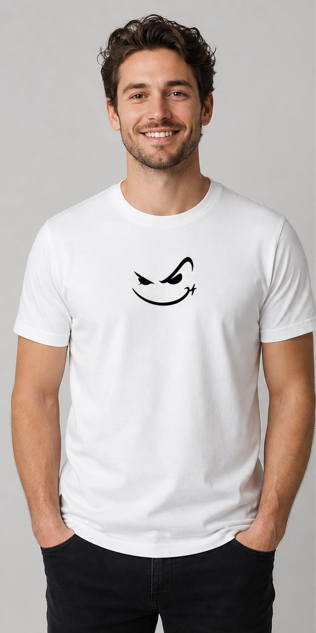 Mischievous Smile White T-Shirt model front