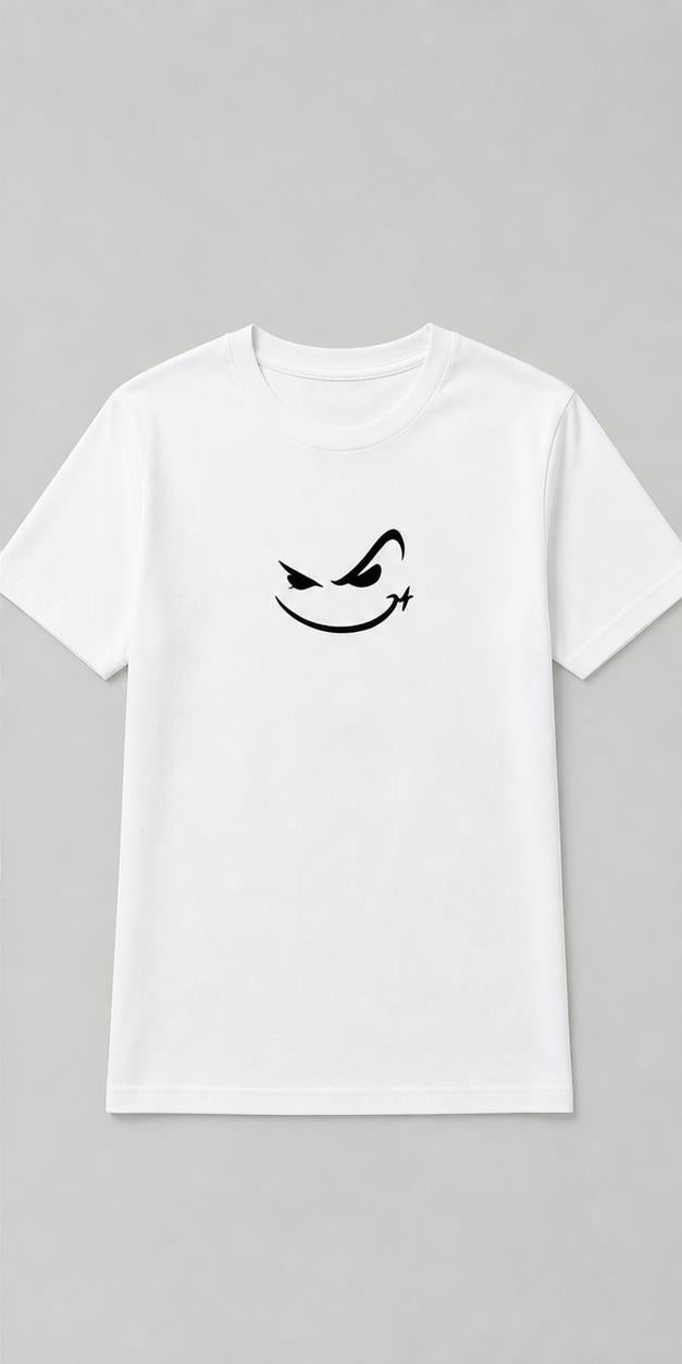 Mischievous Smile White T-Shirt shirt front