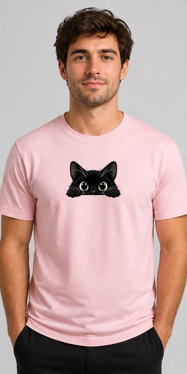 Pocket Cat Light Pink T-Shirt model front