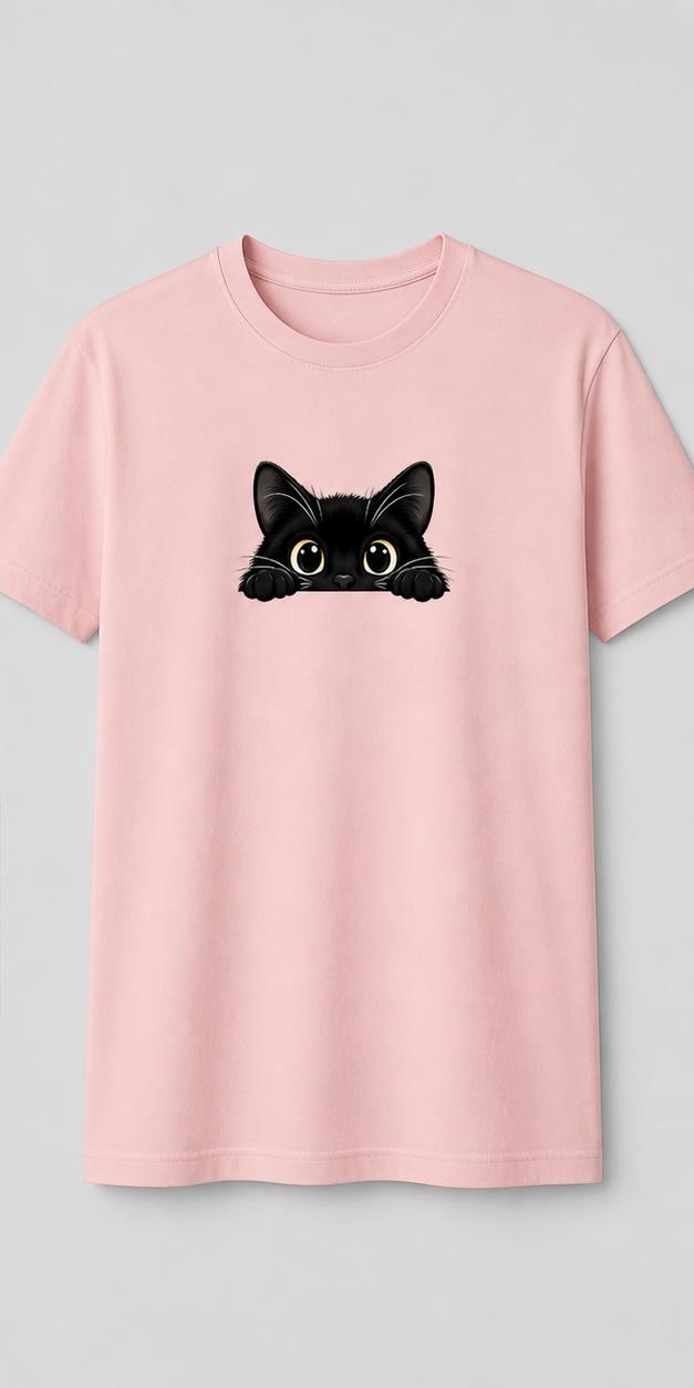 Pocket Cat Light Pink T-Shirt shirt front