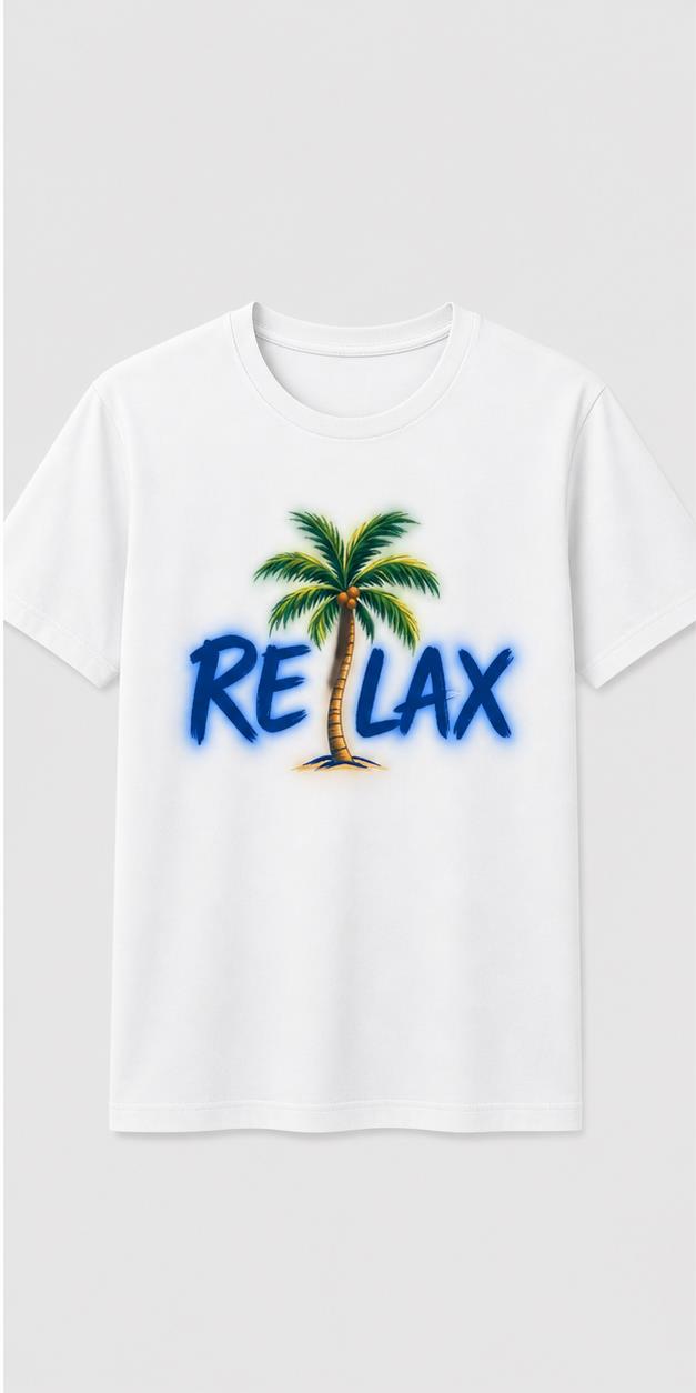 Relax Palm White T-Shirt shirt front