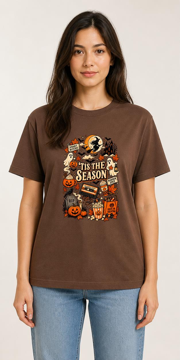 'Tis The Season Halloween Brown T-Shirt model front