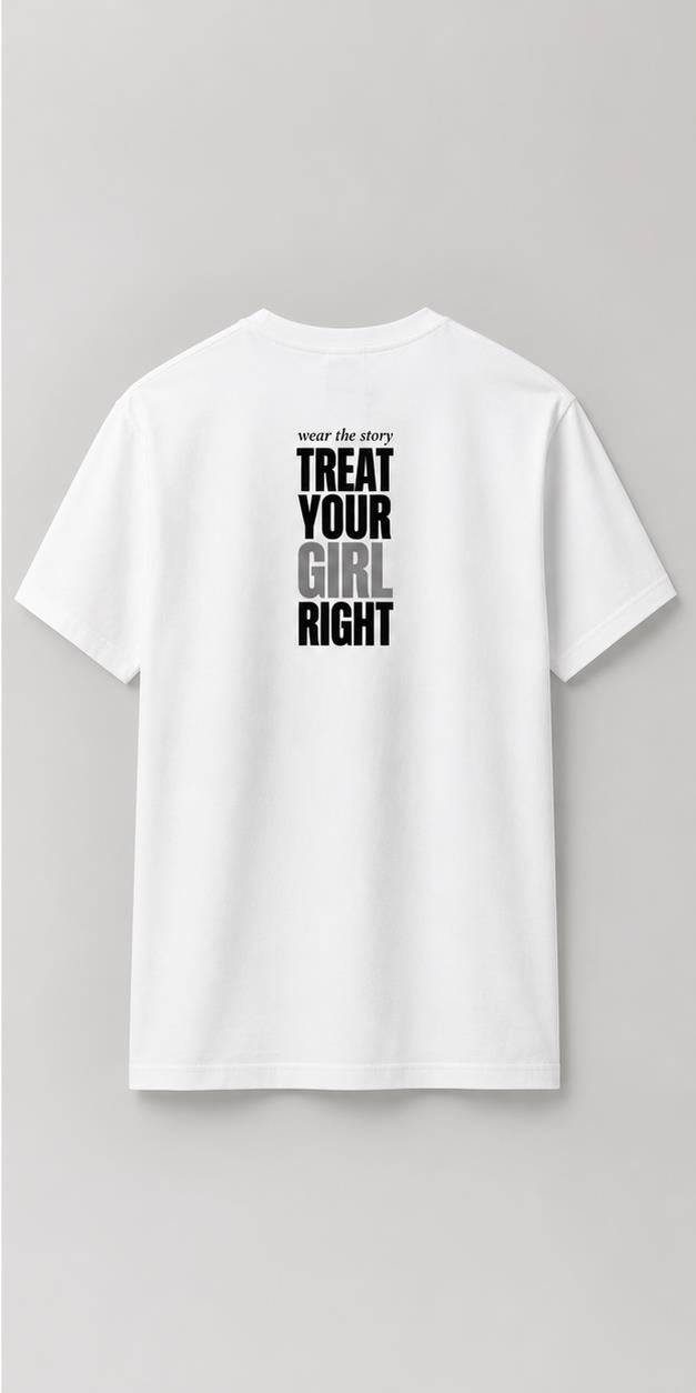 Treat Your Girl Right White T-Shirt shirt-only back view
