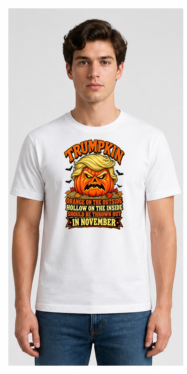 Trumpkin Halloween White T-Shirt model front