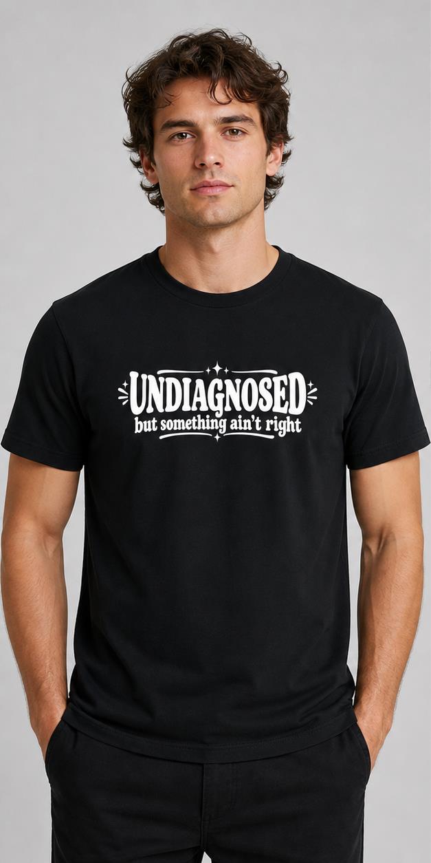 Undiagnosed Funny Black T-Shirt model front