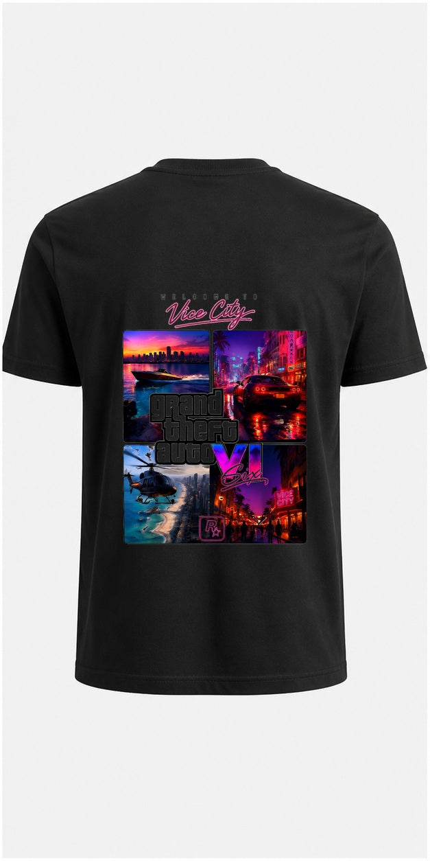 Welcome To Vice City GTA VI Black T-Shirt product mockup