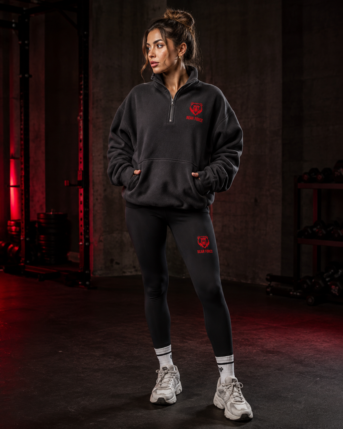 BEAR FORCE Oversized Half Zip Hood